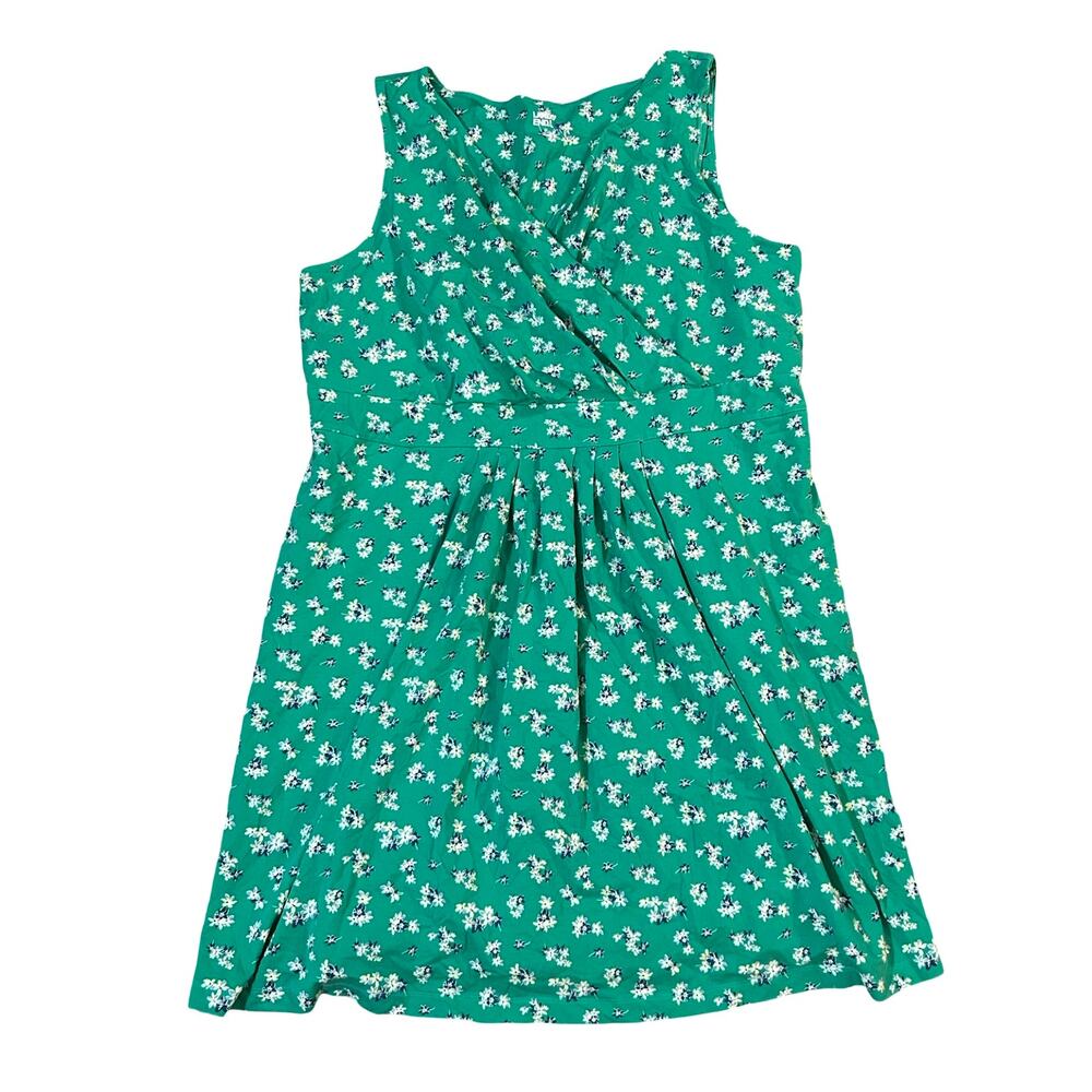Lands End Floral Sleeveless Wrap Dress Womens 3X (24/26) Green Breathable Comfy